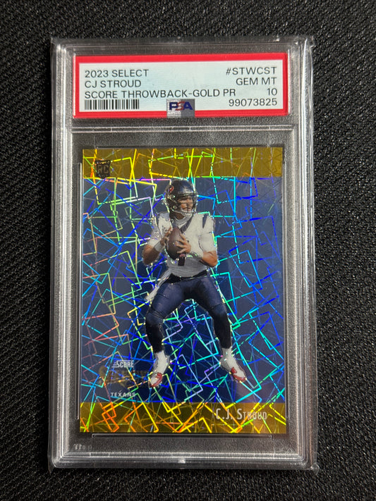 2023 Panini Select CJ Stroud #STWCST Score Throwback Gold 2/10 PSA 10