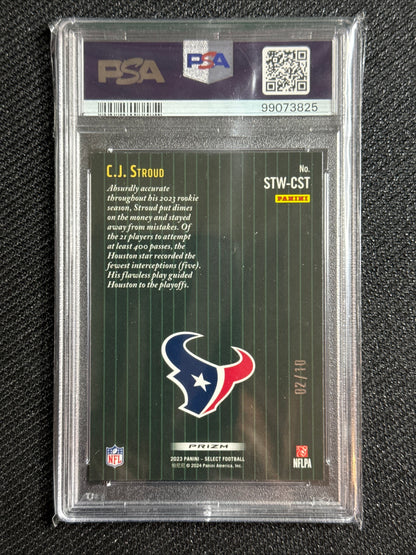 2023 Panini Select CJ Stroud #STWCST Score Throwback Gold 2/10 PSA 10